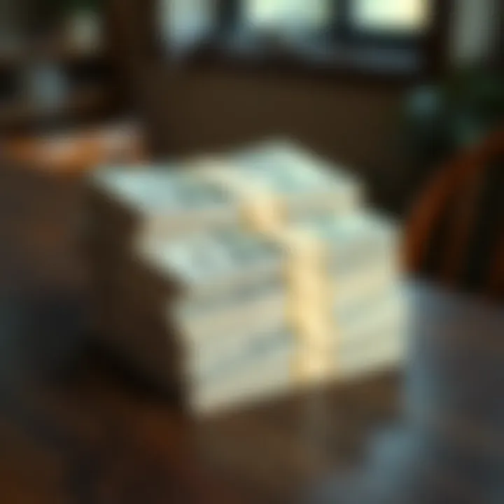 A stack of fresh $100 bills on a wooden table, symbolizing economic discussions about money value in 2025.