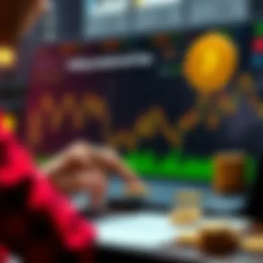 Staking Rewards and Taxes A graphic showing a person calculating taxes on staking rewards, with charts and tokens in the background