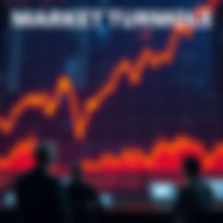 Graph showing a downward trend in stock prices with worried investors observing