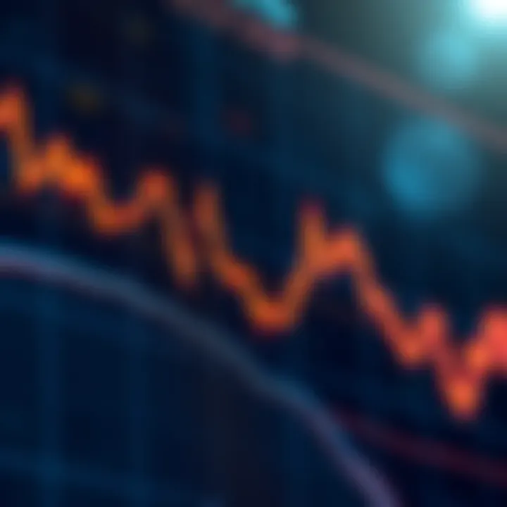 A stock market graph illustrating a steep drop with a downward trend line