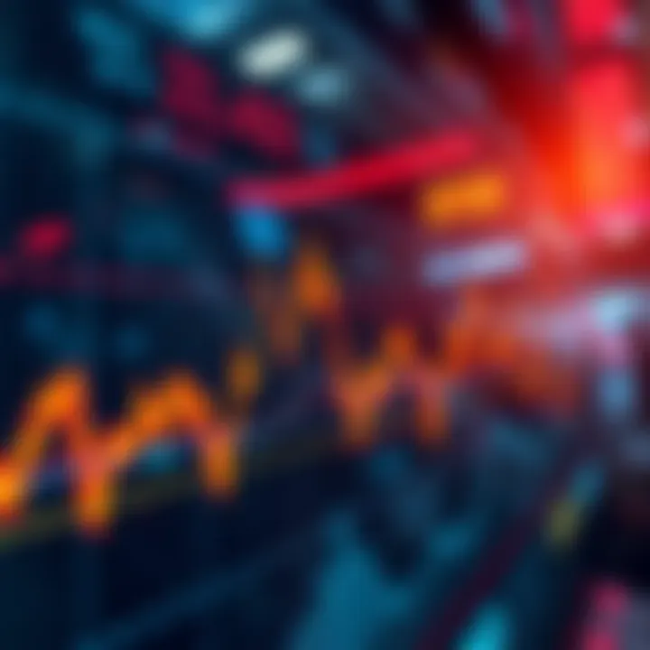 A stock market graph showing sharp fluctuations, representing market uncertainty over a political crisis.