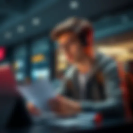 A university student studying investment choices with a laptop and a notepad in front of him, looking thoughtful about Safe 3 and alternative cryptocurrencies.
