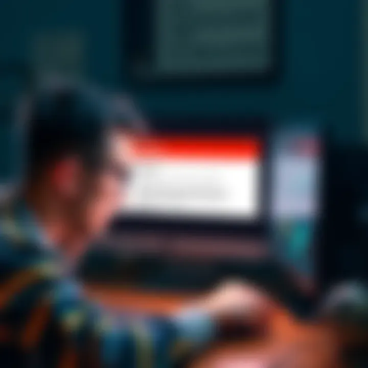 A person looks worried while checking a suspicious email on their computer after setting up a Trezor device.