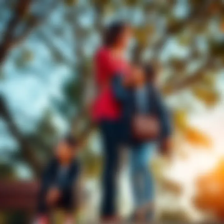 A tall person and a short person laughing together in a park, representing the dynamics of friendships based on height.