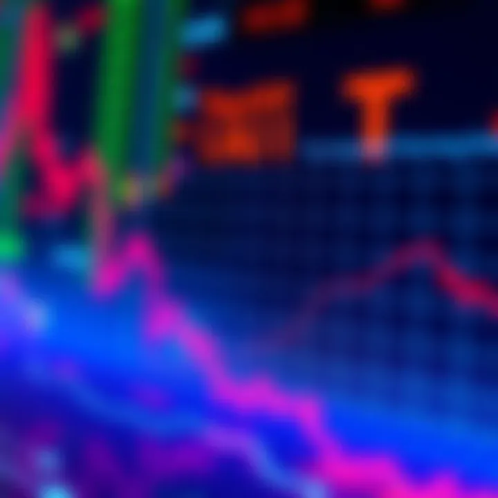 Graph showing stock market decline with tariff symbols in the background