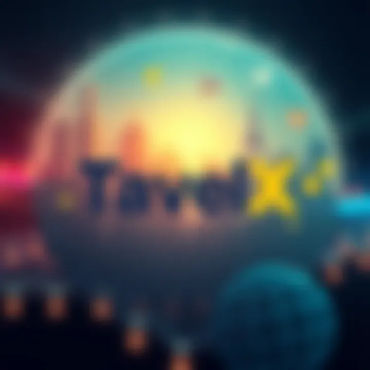 TavelX logo with a backdrop of travel symbols and Algorand logo