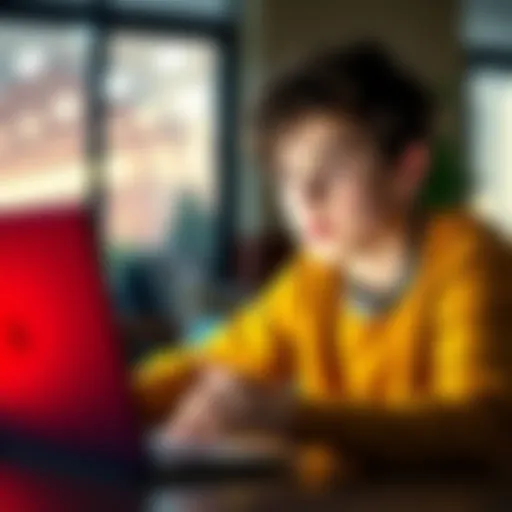 A 16-year-old looking at a laptop, pondering investing money in KASPA.
