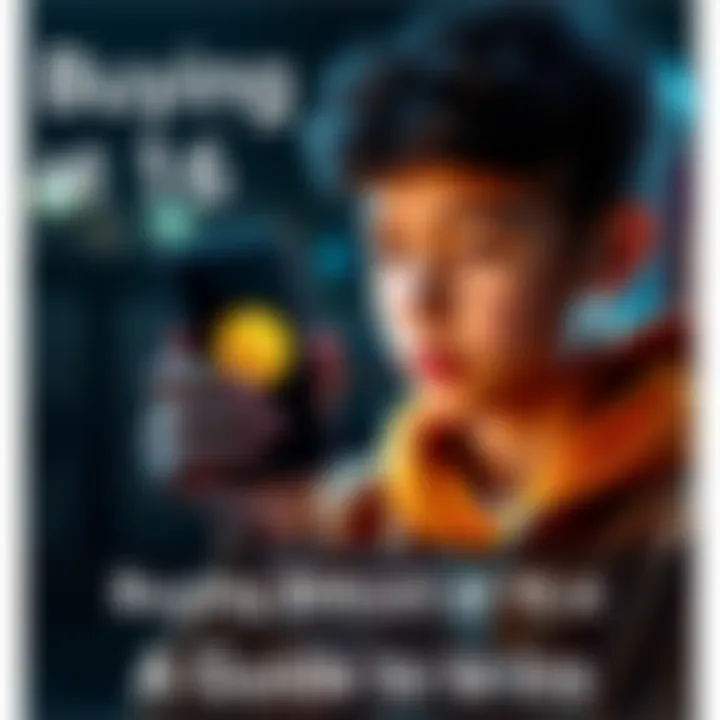 Teenager holding a smartphone with Bitcoin symbol A young person looking at a smartphone displaying the Bitcoin logo, symbolizing interest in cryptocurrency investment.