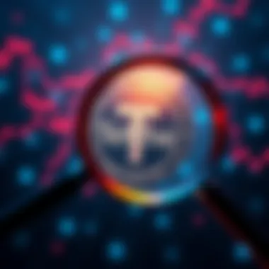 Tether's new auditor announcement Tether logo with a magnifying glass symbolizing oversight and transparency