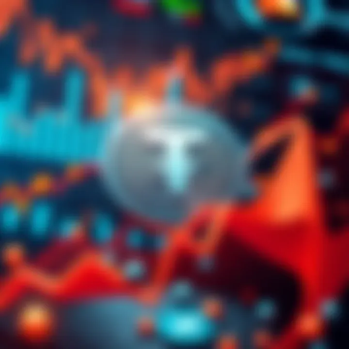 Graph showing Tether's $1.45 billion growth in stablecoins over a week, with financial symbols and charts in the background