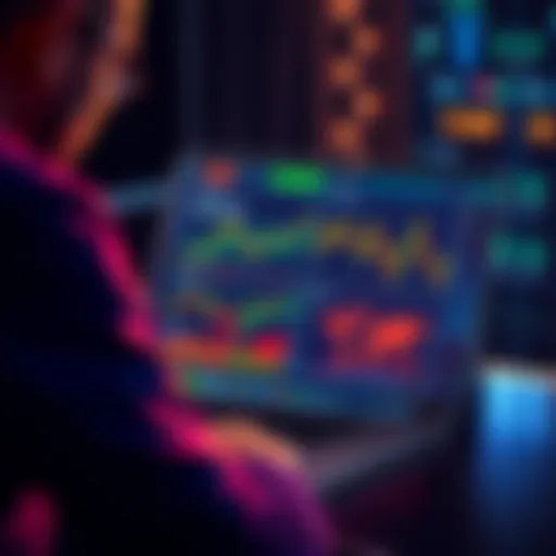A person managing multiple crypto wallets and chains on a laptop, showing charts and data analysis, representing profit and loss tracking.