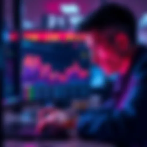 A frustrated trader looking at a computer screen displaying a loss in cryptocurrency on Binance.