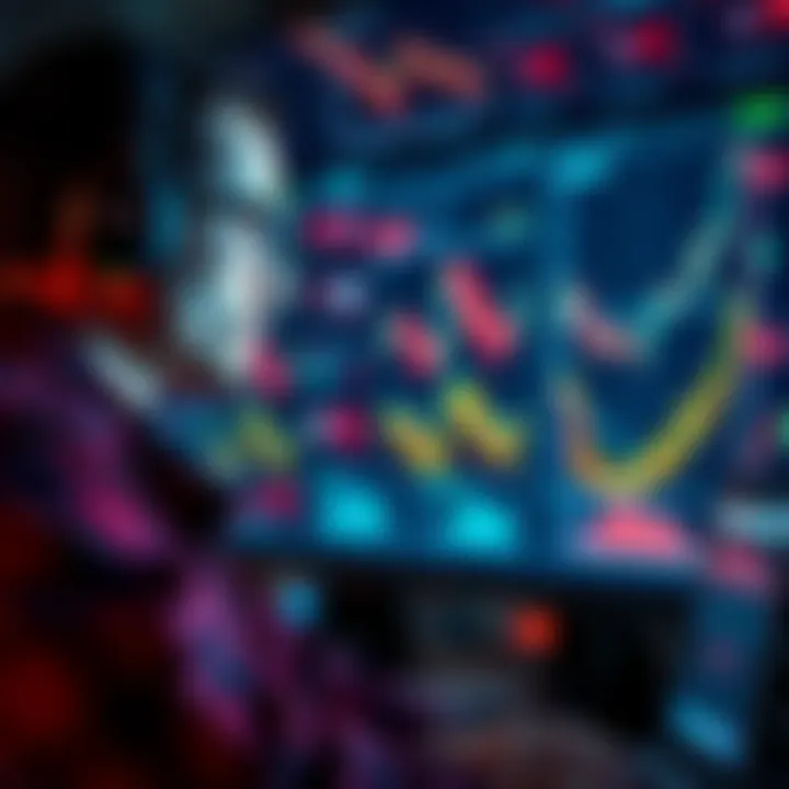 A trader focused on market charts and data, analyzing trends and strategies for better profitability