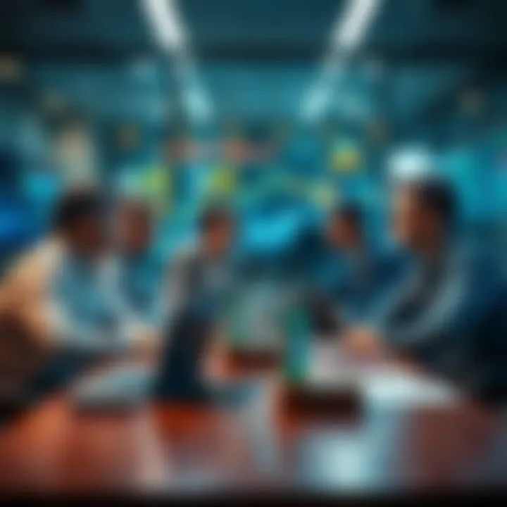 Group of traders sharing their thoughts on market fatigue and hopes for future gains at a conference table.