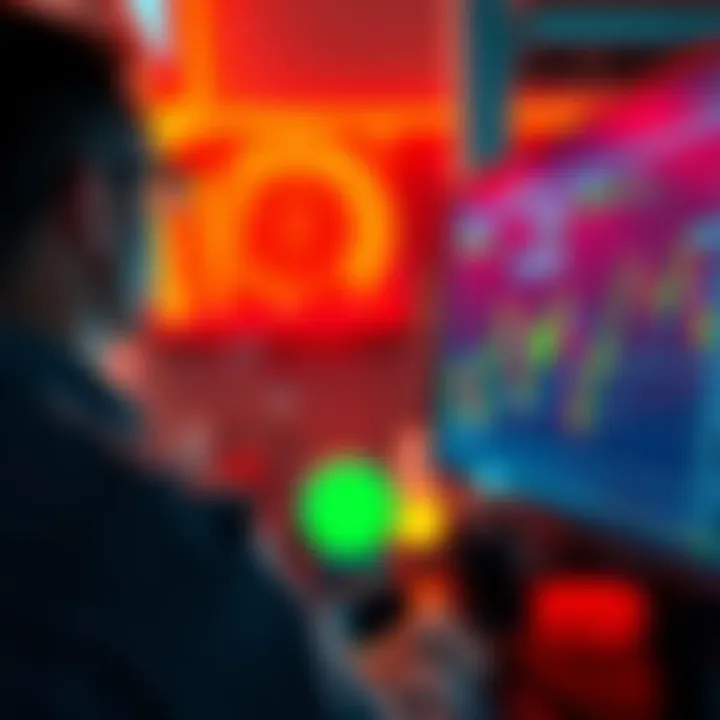 Trading Memecoins A trader looking at fluctuating memecoin graphs on a computer screen, considering risks and rewards in 2025.