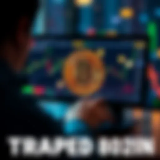 A person using a computer to buy or swap Wrapped BTC on an online exchange, with charts and cryptocurrency icons on the screen.