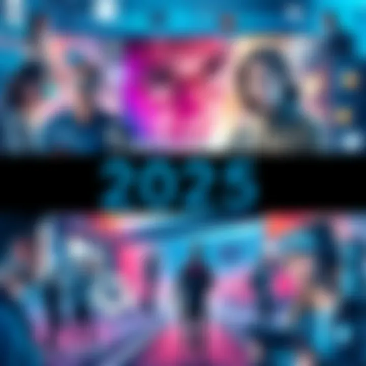 A collage showing technology, culture, and innovative ideas for 2025 with people engaging in various activities.