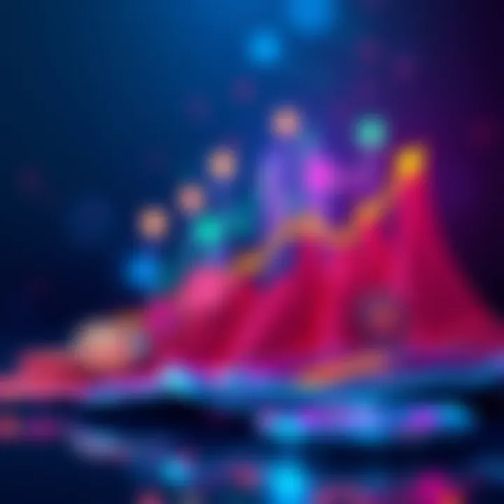 A digital graphic showing various altcoin logos and upward market trends in 2025