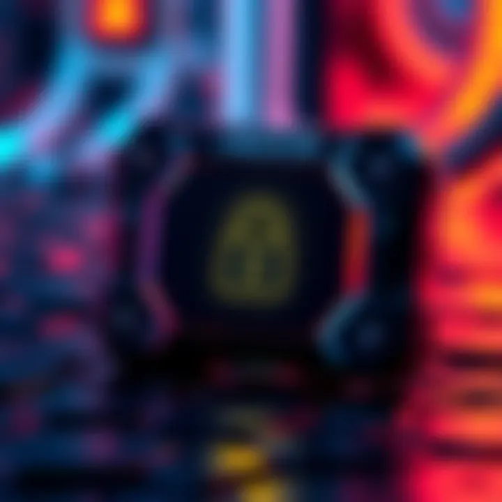 A Trezor cold wallet device with a secure lock symbol, representing crypto security.