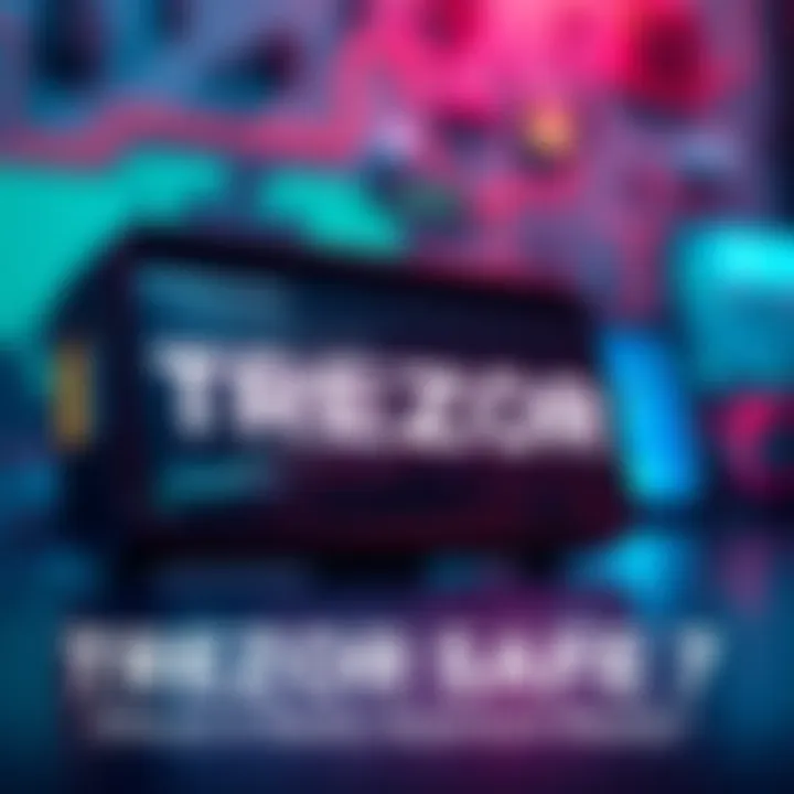 Trezor Safe 7 Device Close-up of Trezor Safe 7 cryptocurrency wallet with a digital screen displaying security features