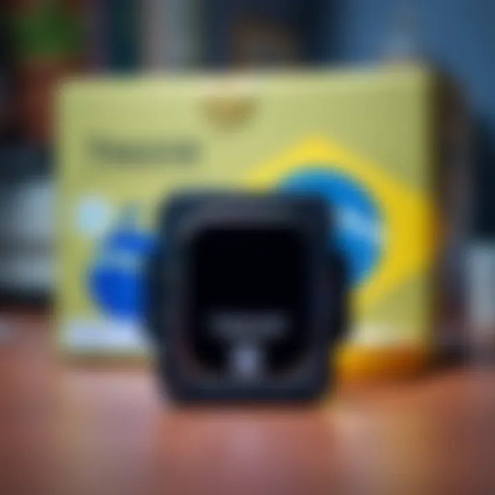 A Trezor TS5 Bitcoin Only device with a shipping box to Brazil in the background