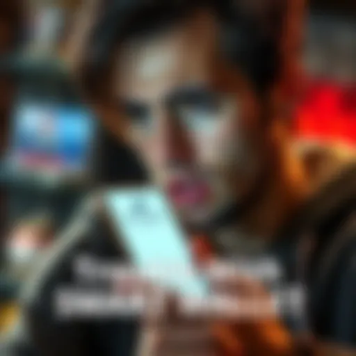 A frustrated person looking at a phone with a Smart Wallet app displaying a withdrawal error message