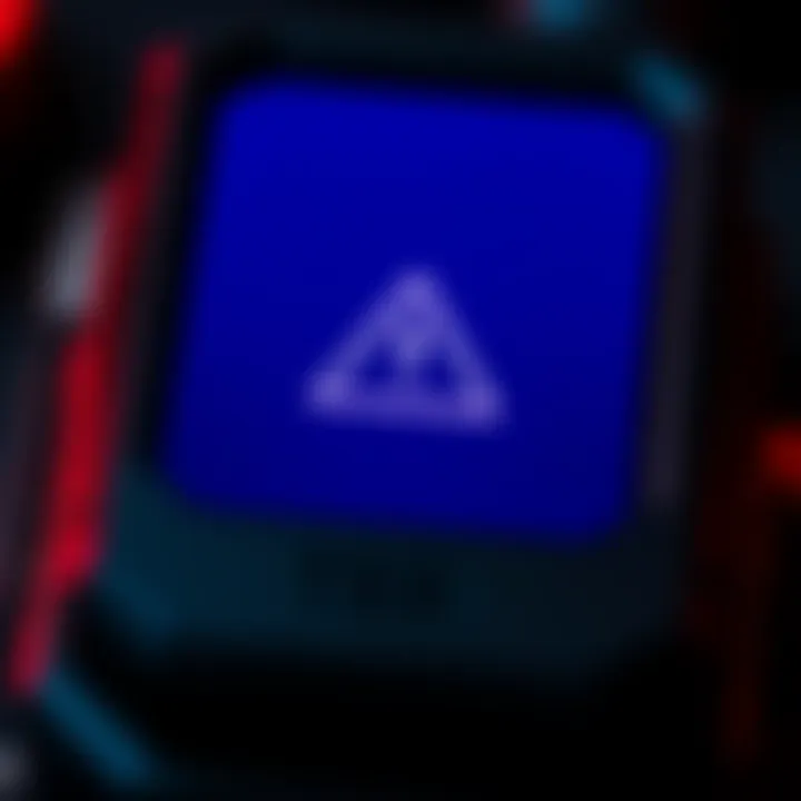 A close-up of a Trezor Model One device displaying a warning icon on the screen during setup after firmware update