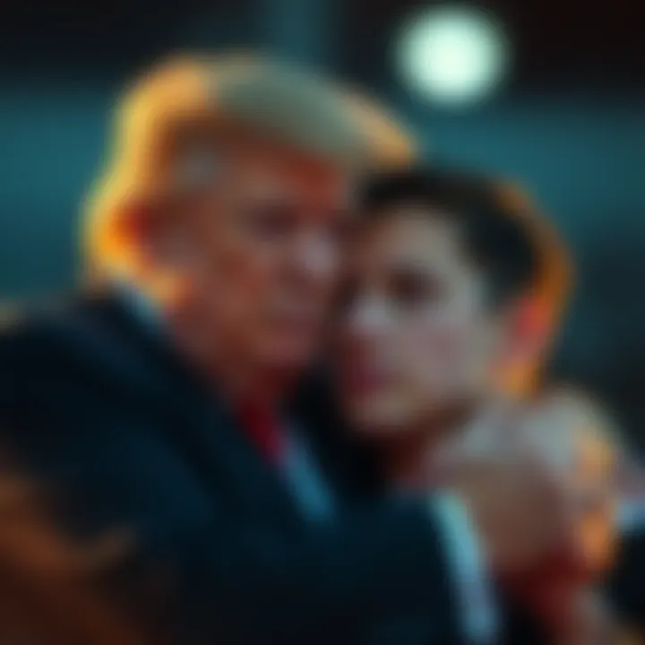 Trump and his son together Donald Trump with his son, sharing a moment of closeness and support