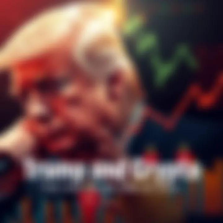 Graph showing decline in cryptocurrency value with Trump in the background
