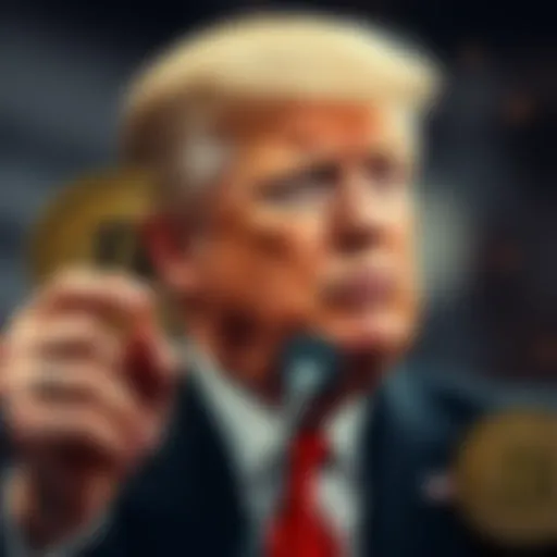 A collage showing Trump with Bitcoin and Ethereum symbols, highlighting political influence in cryptocurrency.