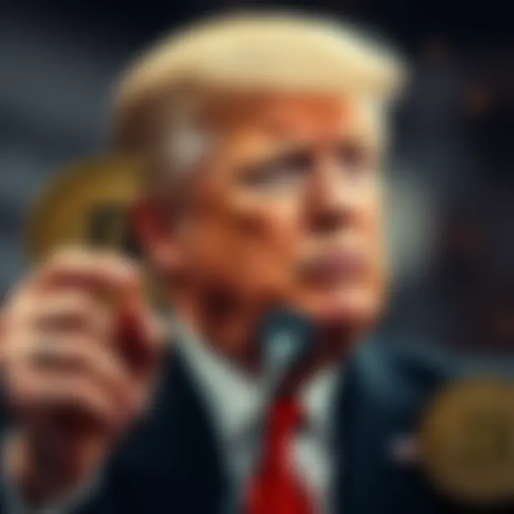 A collage showing Trump with Bitcoin and Ethereum symbols, highlighting political influence in cryptocurrency.