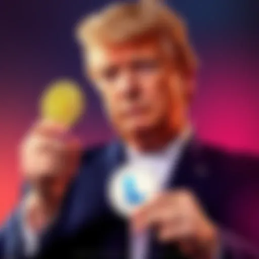 Donald Trump Jr. with Dogecoin and Litecoin coins in his hands, showing his interests in cryptocurrencies