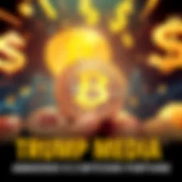 A visual representation of Trump Media's cryptocurrency success with Bitcoin symbols and dollar signs, highlighting wealth growth.