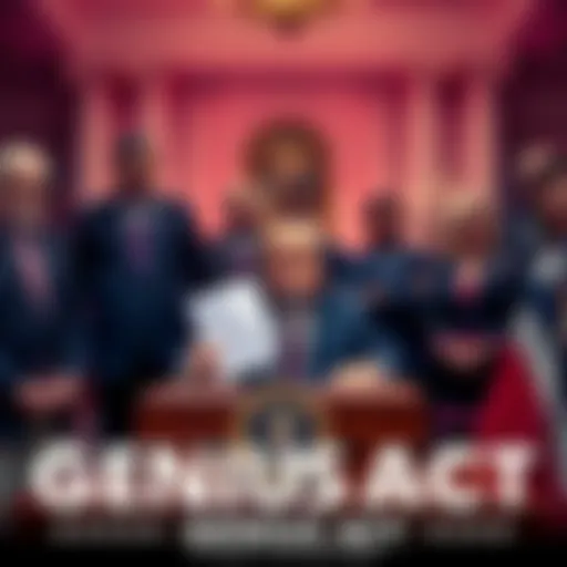 President Trump signing the GENIUS Act at the White House with officials and supporters present