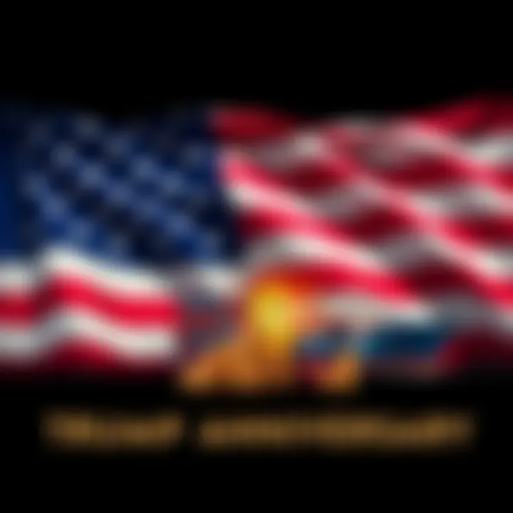 Trump Trade Policy Anniversary A graphic showing a U.S. flag with trade symbols like cargo ships and dollar signs, marking the anniversary of Trump's trade policies.