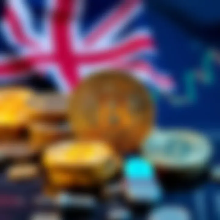A graphic representing the UK government preparing to sell Bitcoin with coins and financial symbols in the background