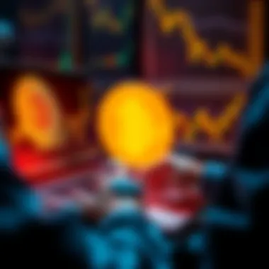 A person researching Bitcoin on a laptop with graphs and charts on the screen, symbolizing the need for education in crypto investing.