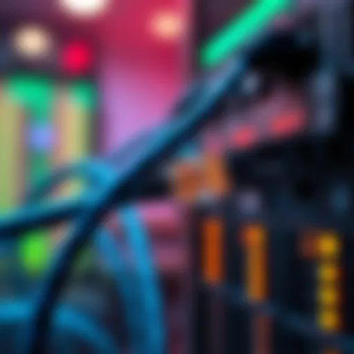 A close-up of a high-quality Cat7 ethernet cable connected to a computer, illustrating improved connection for staking servers.