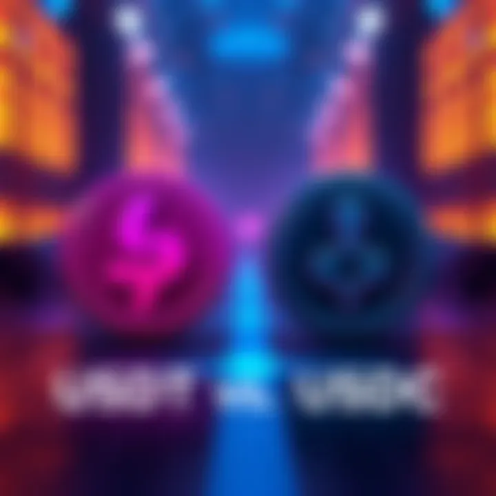 Comparison of USDT and USDC Visual representation showing the differences between USDT and USDC stablecoins with icons and brief text descriptions