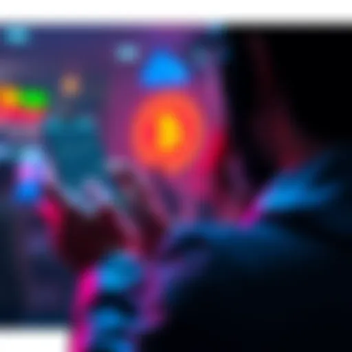 A person looking at a smartphone displaying cryptocurrency charts, asking for advice on AI-related coins in a forum community