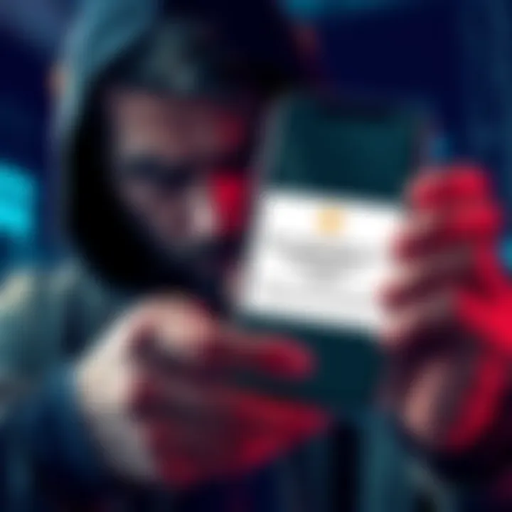 Frustrated user holding a smartphone with a Binance logo, showing a message about frozen funds