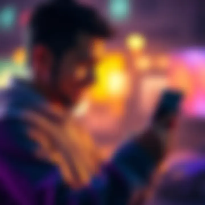 A person smiling while using a mobile app that offers a simple and fast experience