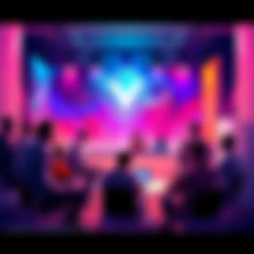 Group of people discussing blockchain topics in a forum setting