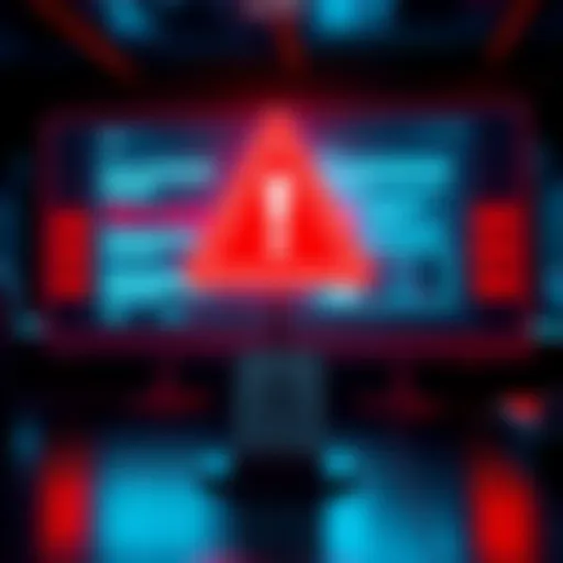 A warning graphic showing a red alert symbol with a representation of cryptocurrency and a caution sign, illustrating the increase in scam claims on user boards.