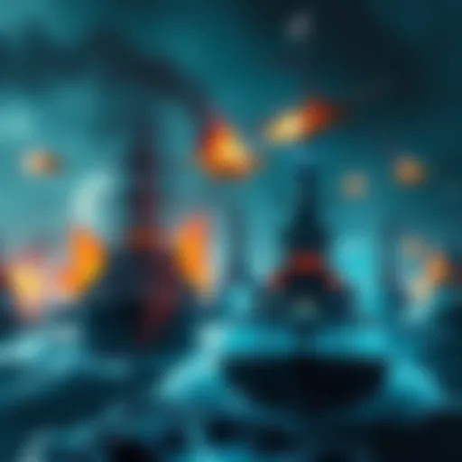 A dynamic scene of warships in a competitive battle, showcasing strategies and teamwork.