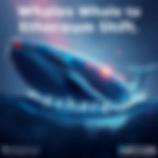 A visual representation of a whale symbolically shifting Bitcoin to Ethereum, indicating a major market transition.