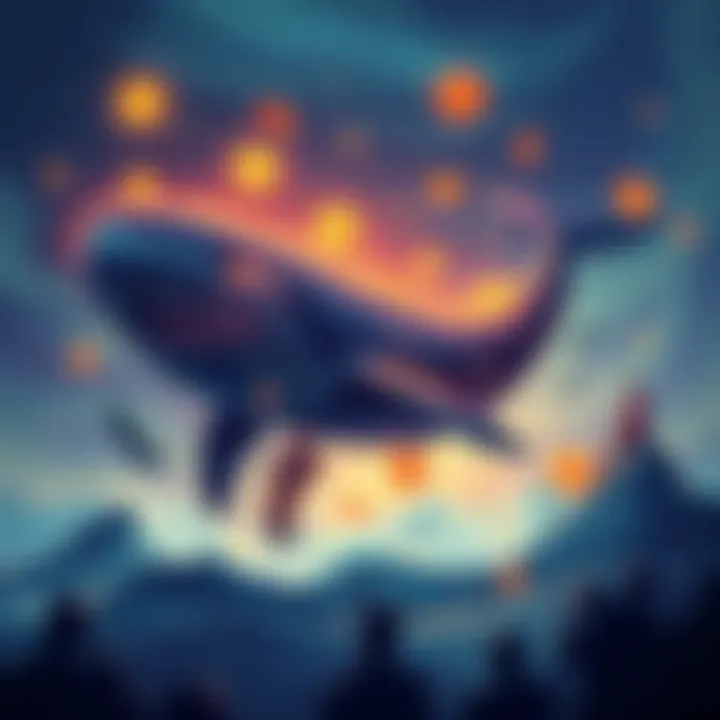 Whales and Developers in Crypto Illustration showing a whale symbolizing major stakeholders in crypto and developers discussing blockchain decentralization