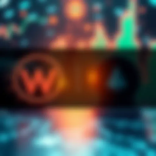 Logo symbols of World Liberty Financial and WLFI with a background representing cryptocurrency and finance