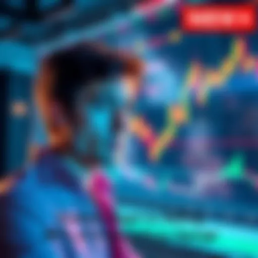 A person staring at a chart showing fluctuating prices, looking concerned about their investment decision