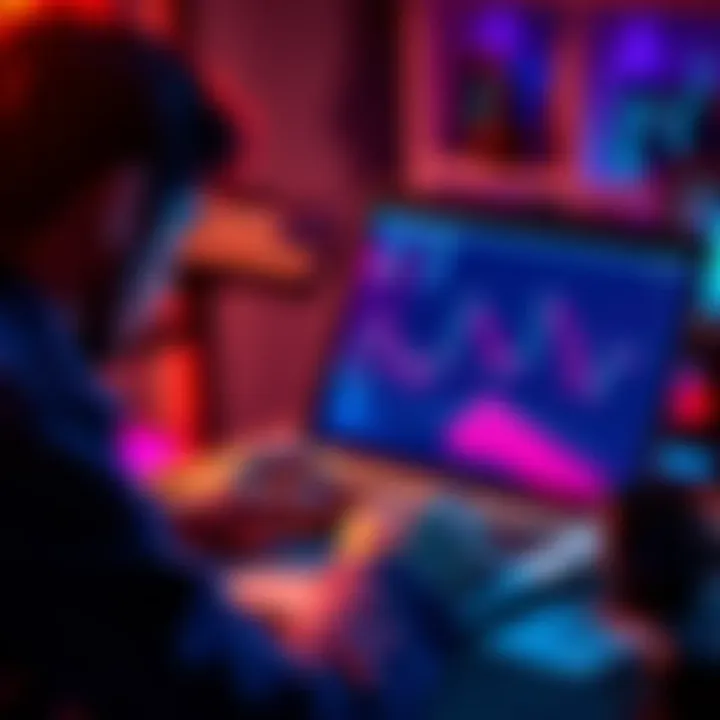 A person reviewing XRP investment strategies on a laptop with charts and graphs